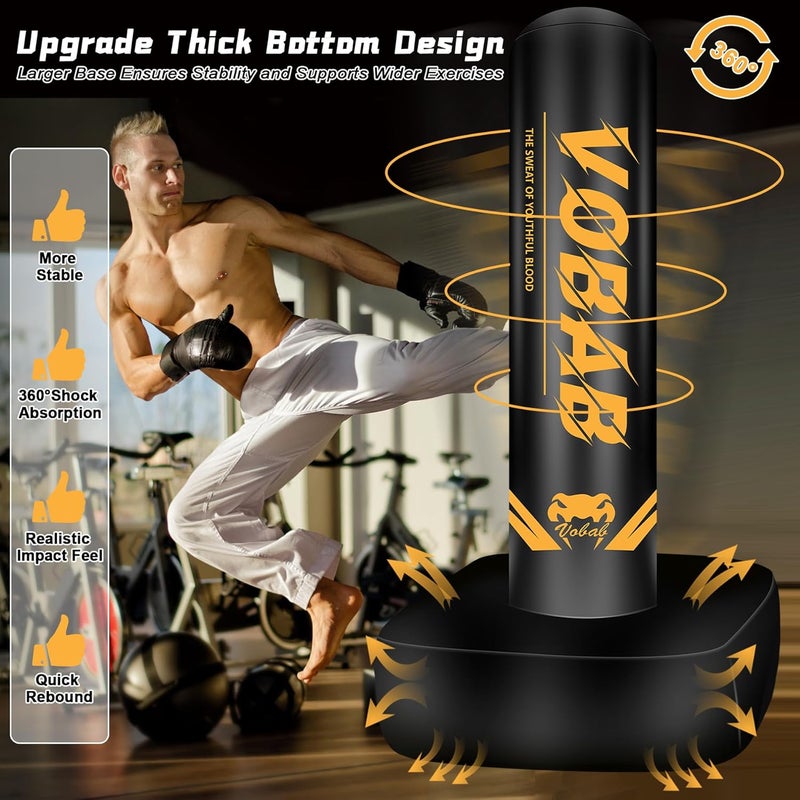 SPOXING Freestanding Punching Bag for Adult Teens, 70" Heavy Punching Bag with Boxing Gloves and Electric Air Pump for Beginners Kickboxing Training MMA Muay Thai Fitness Office Home Gym - Image 4